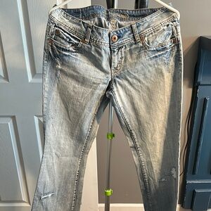 Women's Light Blue Distressed American Eagle Jeans